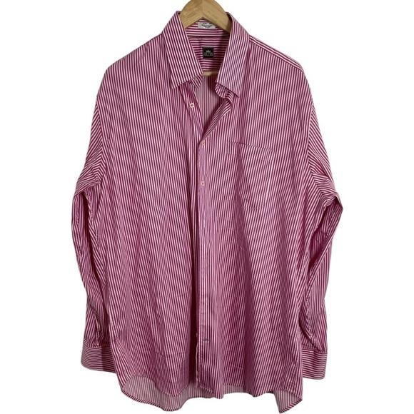 peter millar pink and white striped long sleeve button up mens size XL - Picture 1 of 9